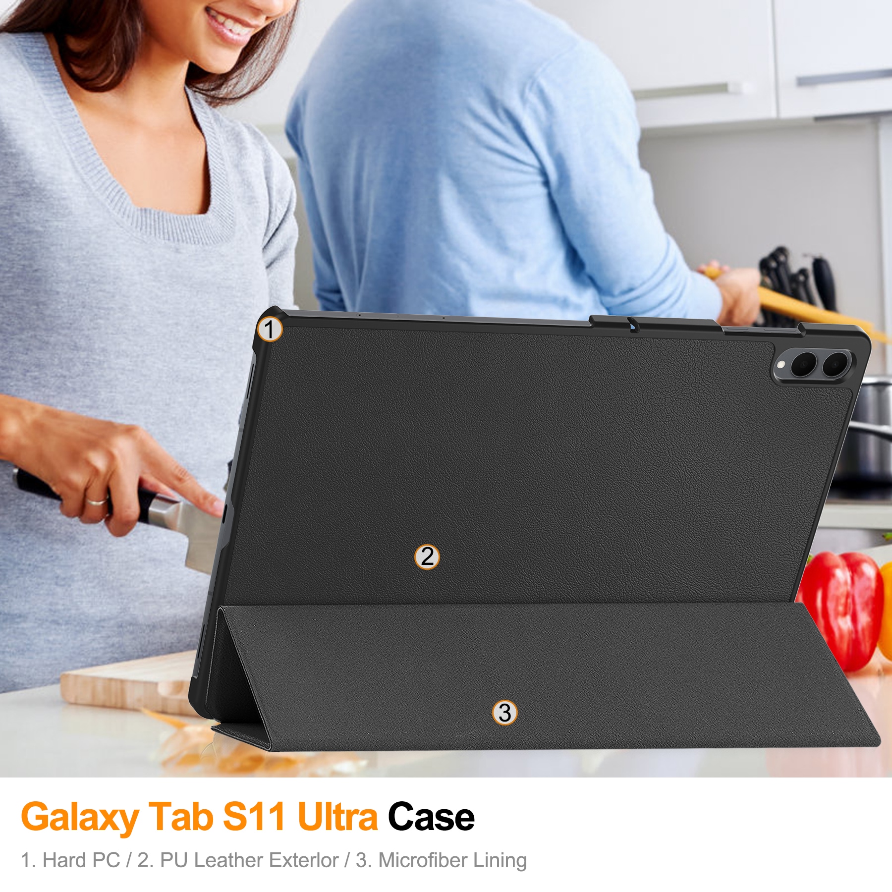 Samsung Galaxy Tab S11 Ultra Tri-Fold etui, Sort