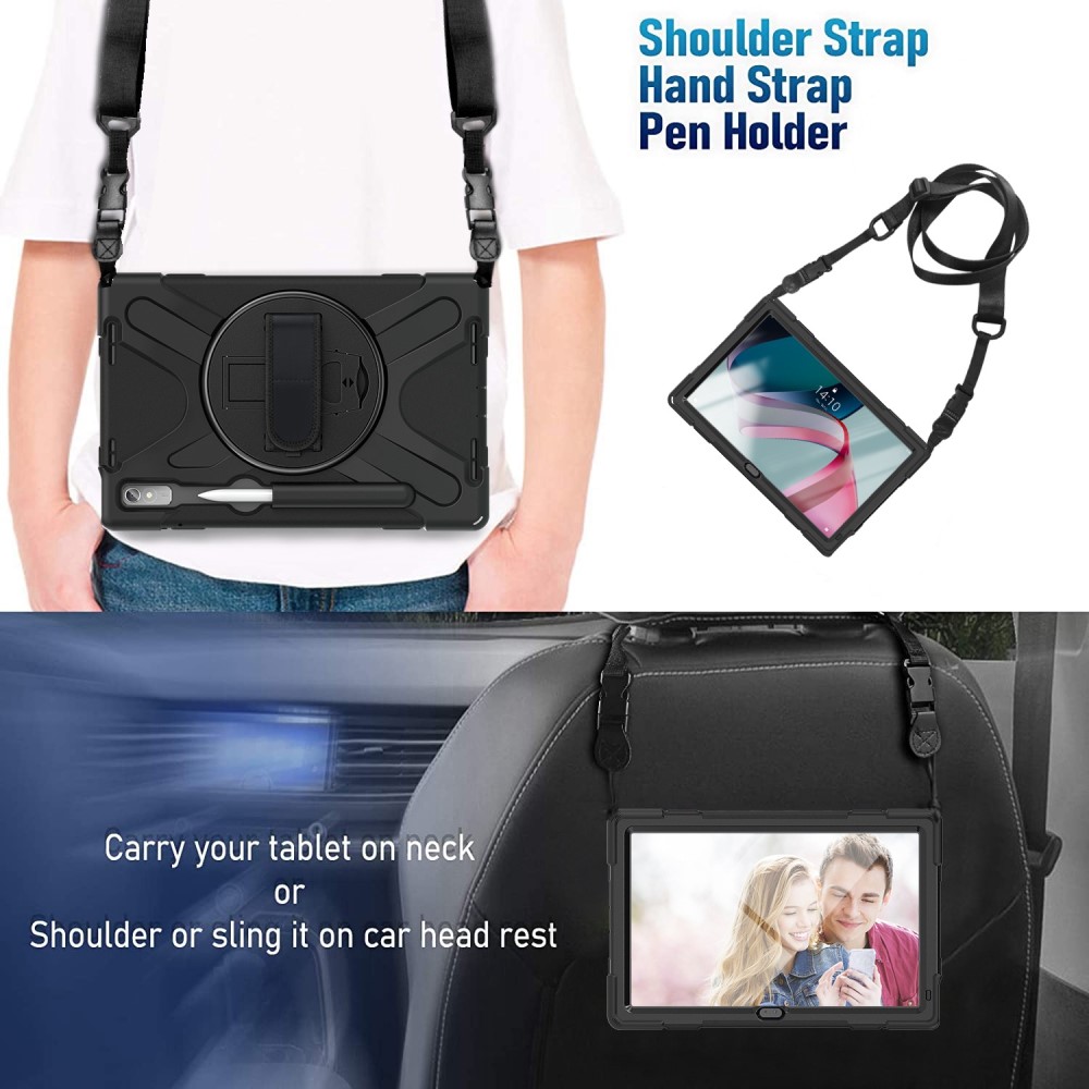 Lenovo Tab P11 Pro (2nd Gen) Robust hybridskal med skulderrem Sort