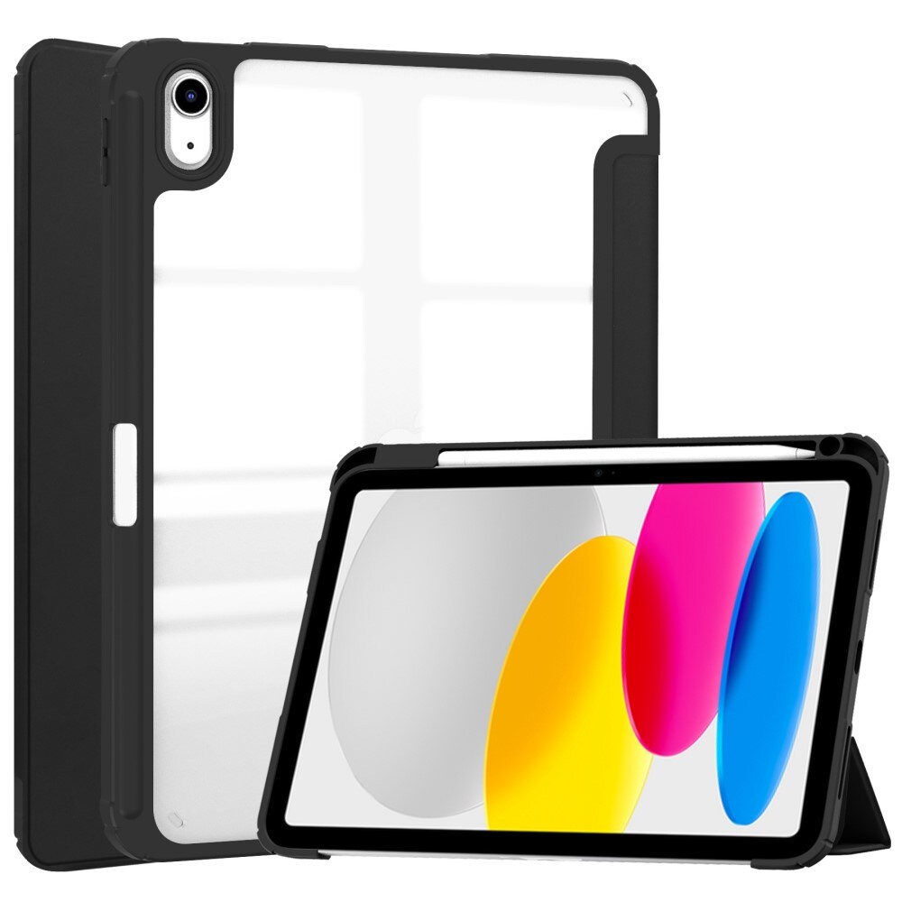 Apple iPad 11 11th Gen (2025) Tri-fold etui med penneholder, Sort/gennemsigtig
