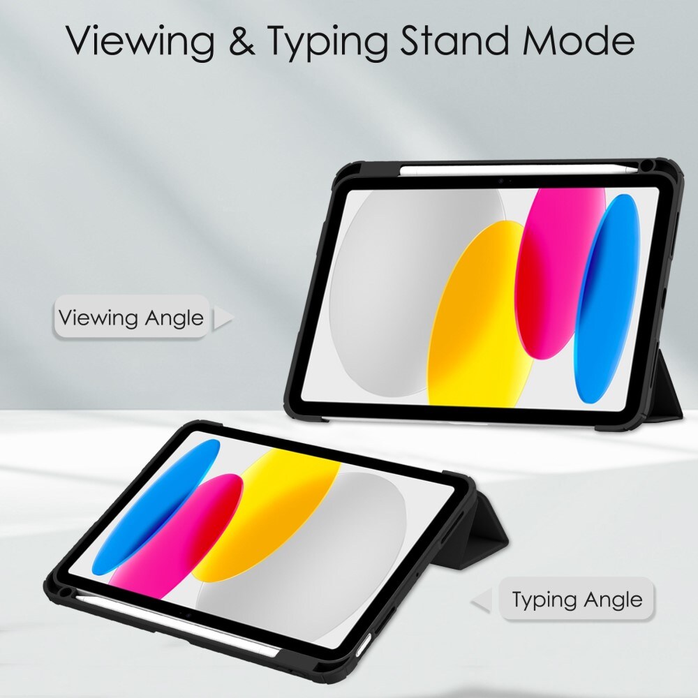 Apple iPad 11 11th Gen (2025) Tri-fold etui med penneholder, Sort/gennemsigtig