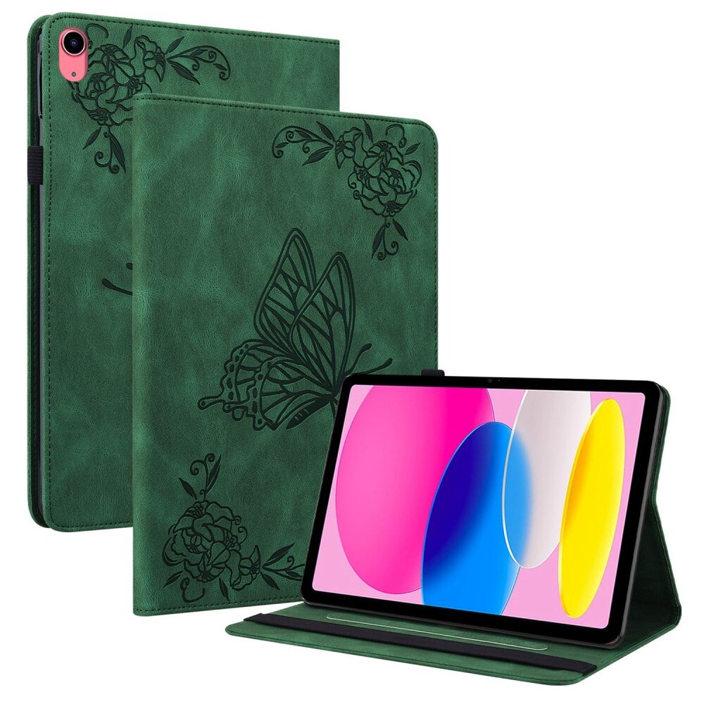 Apple iPad 11 11th Gen (2025) Etui med sommerfugle, Grøn
