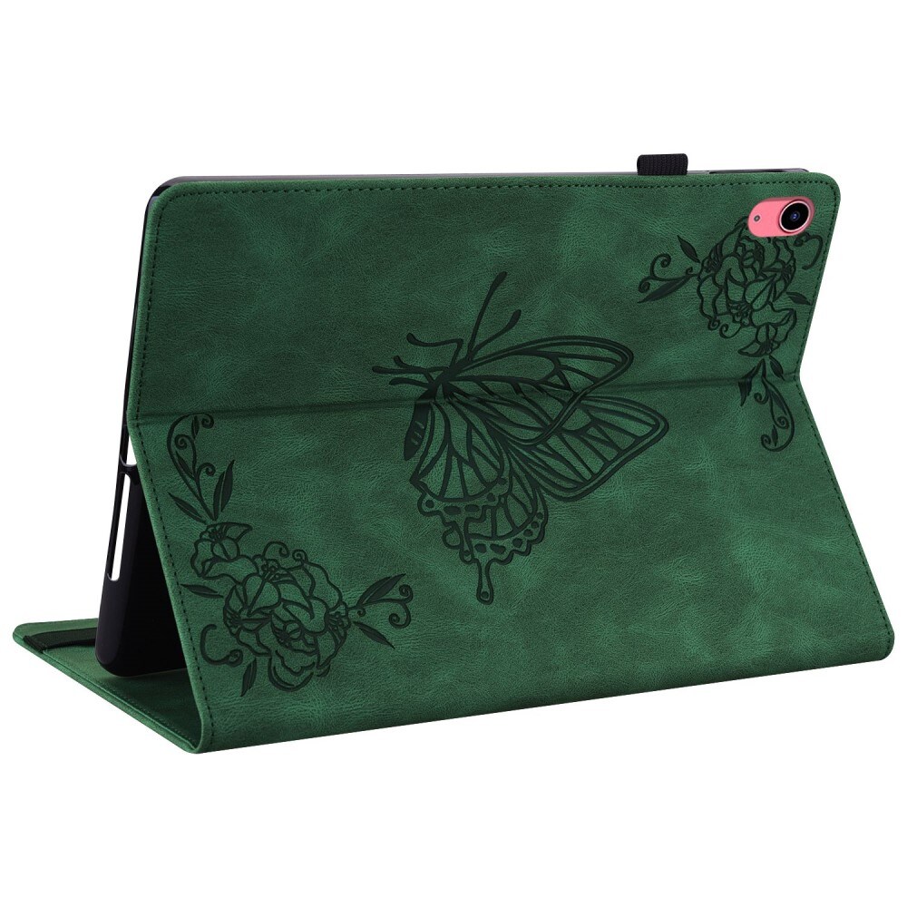 Apple iPad 11 11th Gen (2025) Etui med sommerfugle, Grøn