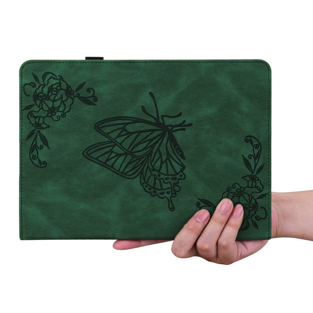 Apple iPad 11 11th Gen (2025) Etui med sommerfugle, Grøn
