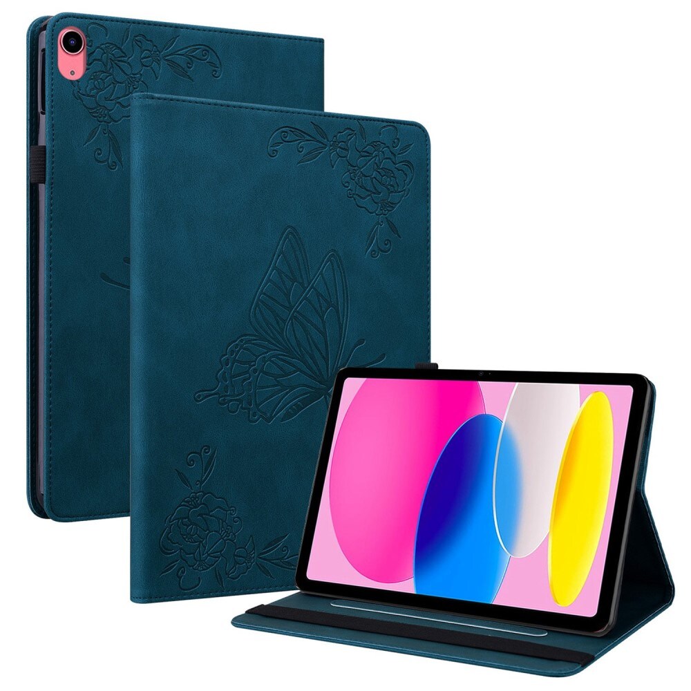 Apple iPad 11 11th Gen (2025) Etui med sommerfugle, Blå