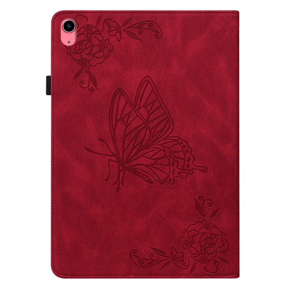 Apple iPad 11 11th Gen (2025) Etui med sommerfugle, Rød