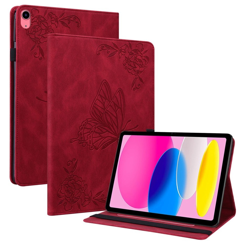 Apple iPad 11 11th Gen (2025) Etui med sommerfugle, Rød