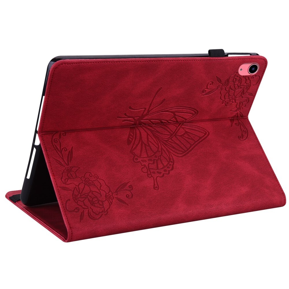 Apple iPad 11 11th Gen (2025) Etui med sommerfugle, Rød