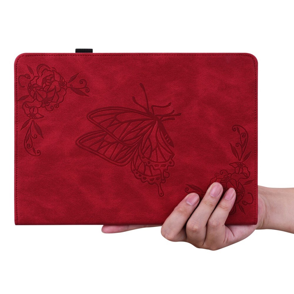 Apple iPad 11 11th Gen (2025) Etui med sommerfugle, Rød