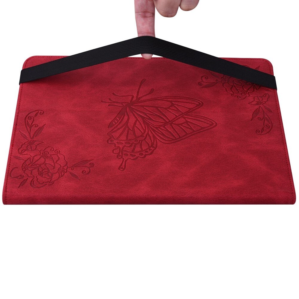 Apple iPad 11 11th Gen (2025) Etui med sommerfugle, Rød