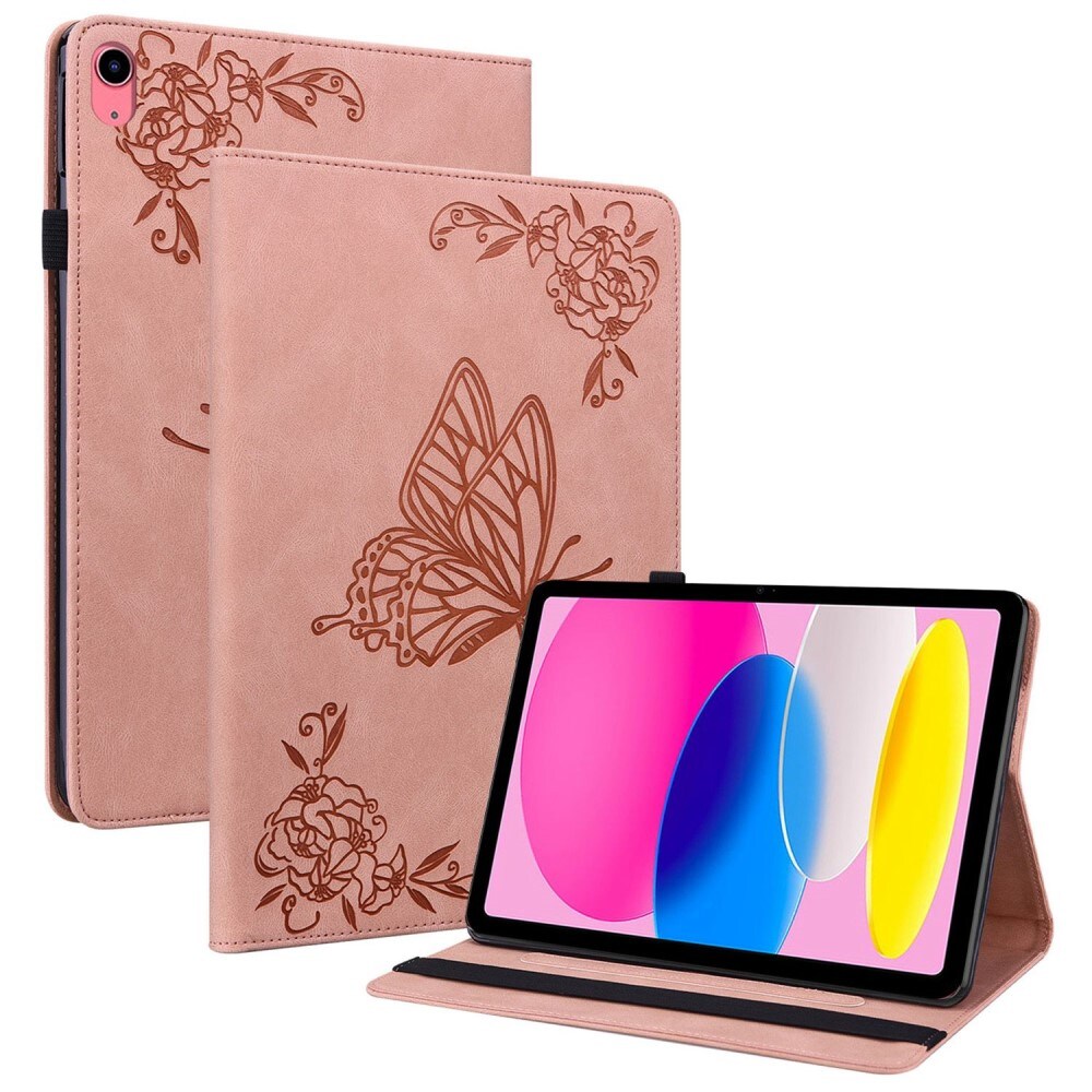 Apple iPad 11 11th Gen (2025) Etui med sommerfugle, Lyserød