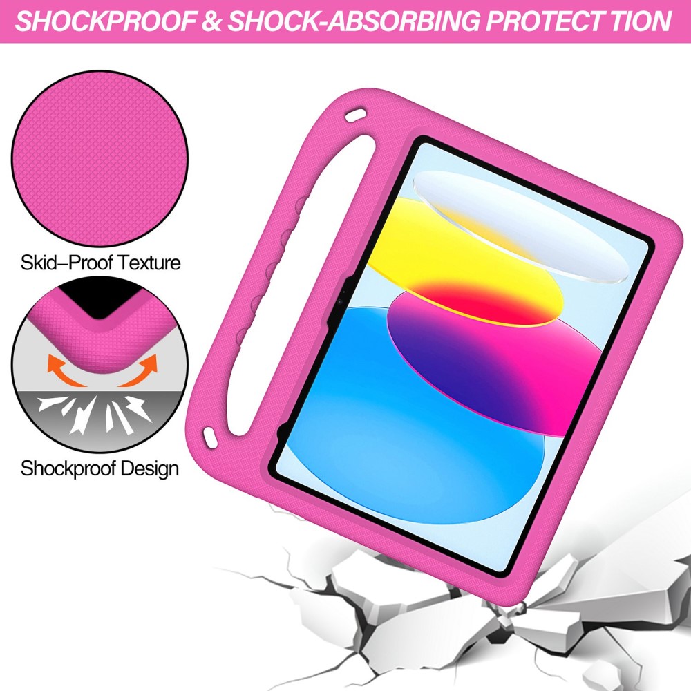 Apple iPad 11 11th Gen (2025) Stødsikkert cover/etui med håndtag - Perfekt til børn, Lyserød