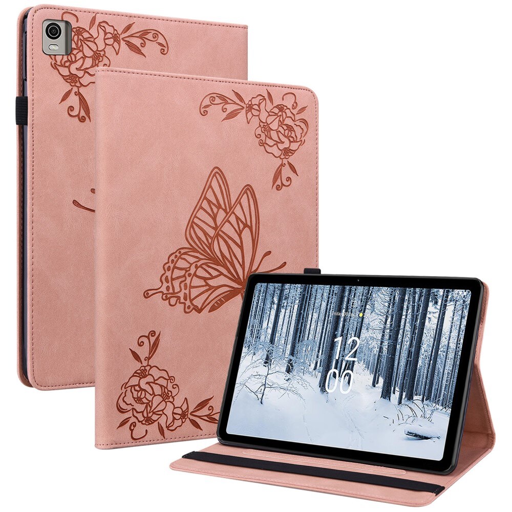  Nokia T21 Etui med sommerfugle, Lyserød