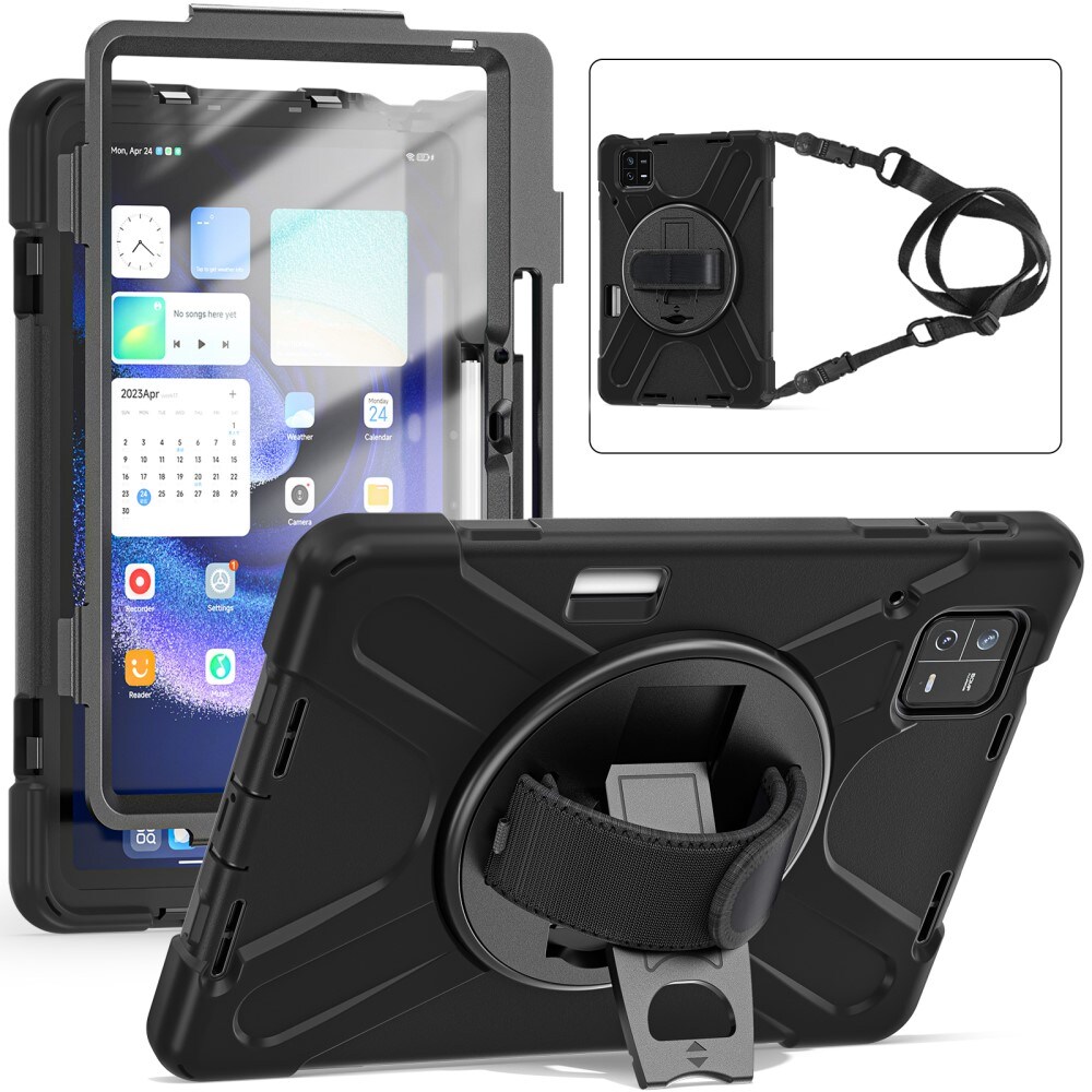 Xiaomi Pad 6 Robust hybridskal med skulderrem Sort