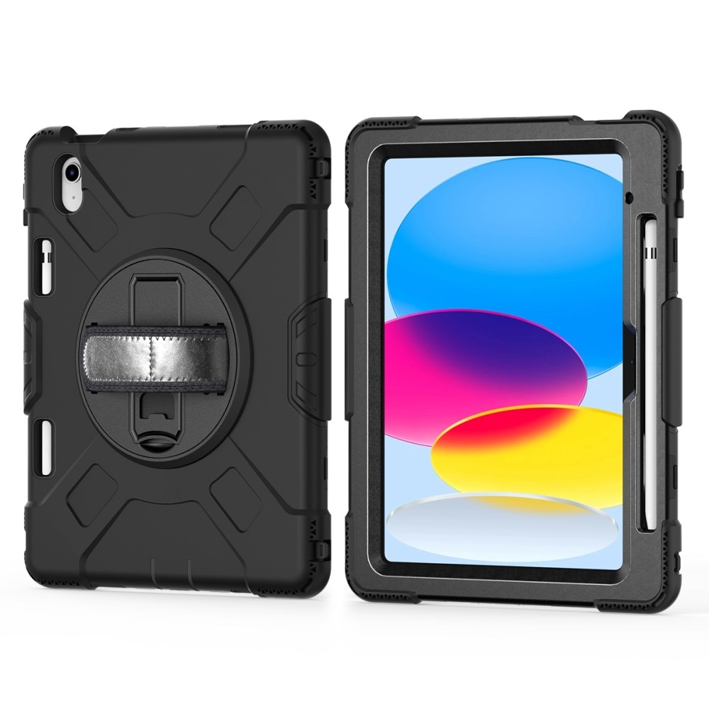 Apple iPad 11 11th Gen (2025) Robust hybridskal med skulderrem Sort