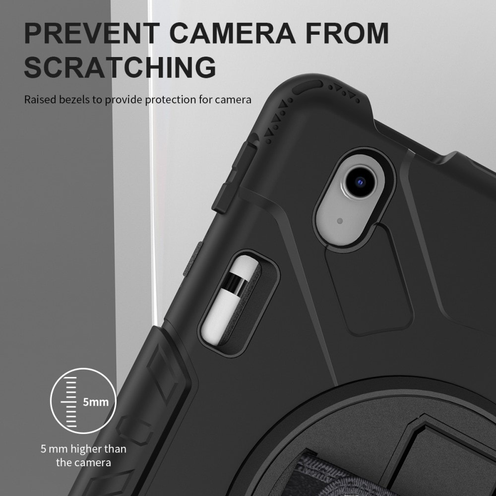 Apple iPad 11 11th Gen (2025) Robust hybridskal med skulderrem Sort