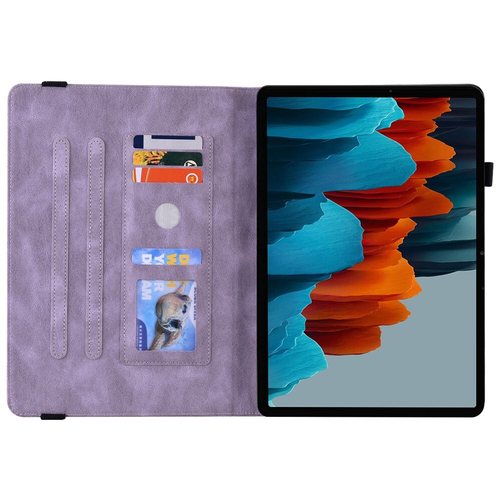 Samsung Galaxy Tab S7 Plus Etui med sommerfugle, Lilla
