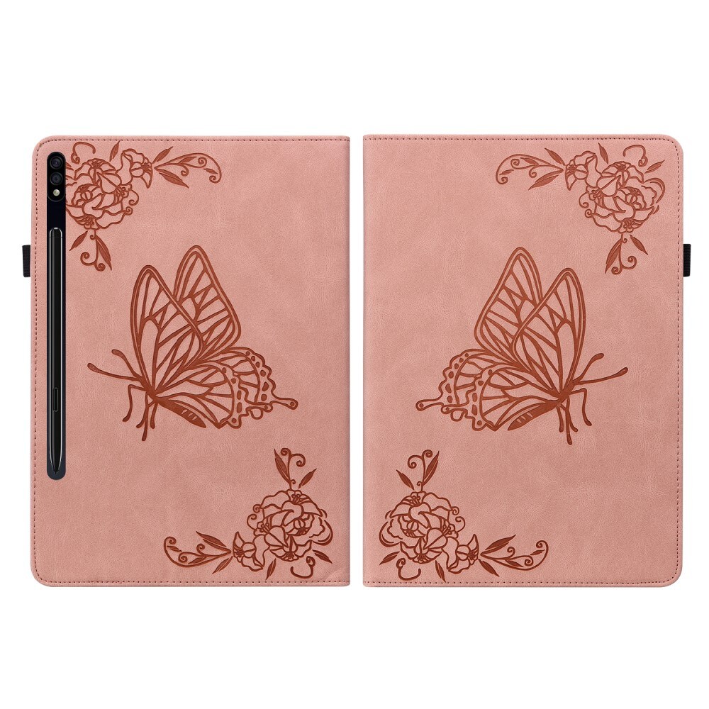 Samsung Galaxy Tab S10 Plus Etui med sommerfugle, Lyserød