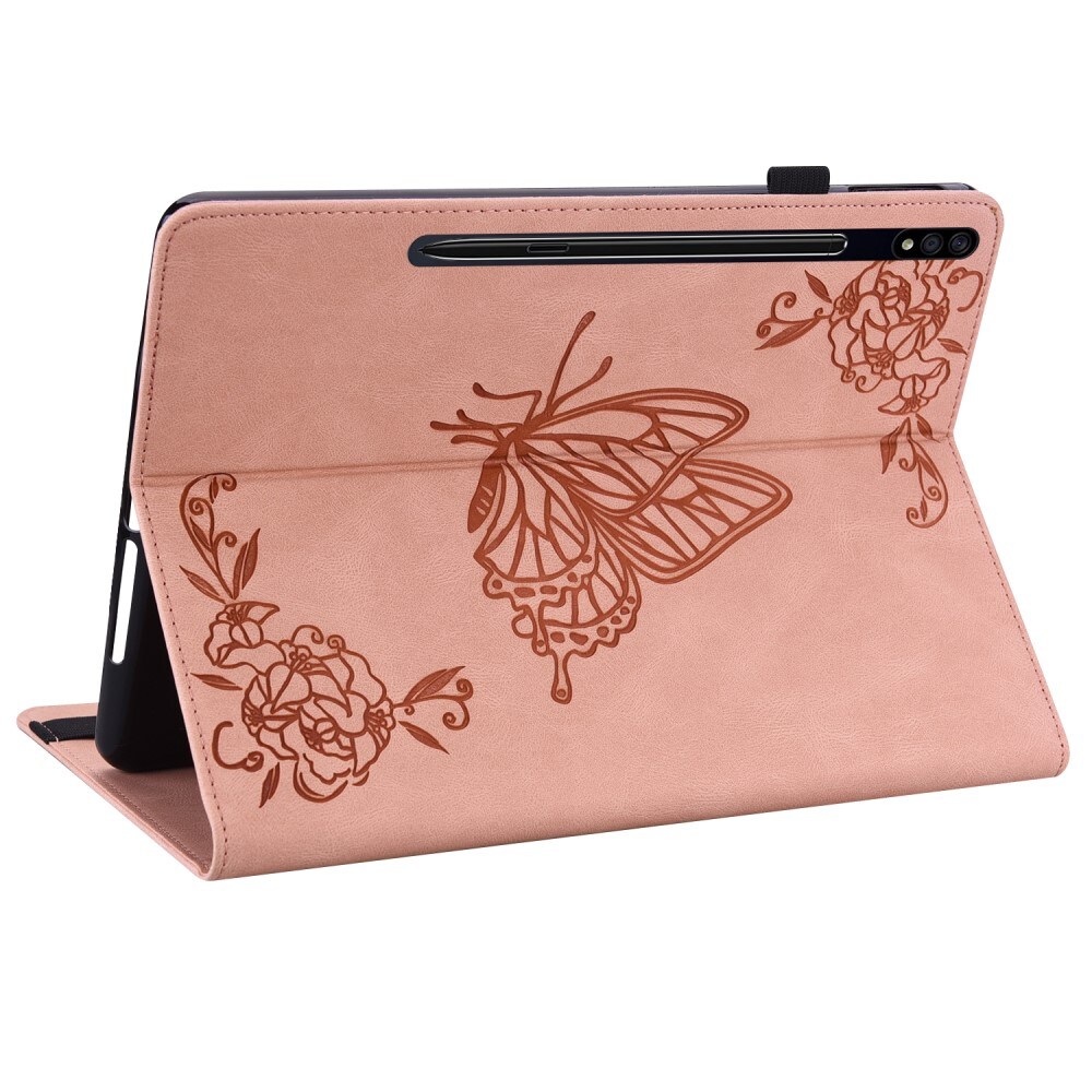 Samsung Galaxy Tab S10 Plus Etui med sommerfugle, Lyserød