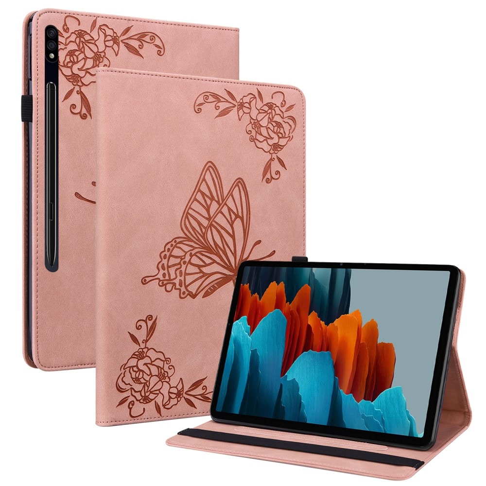 Samsung Galaxy Tab S10 FE Etui med sommerfugle, Lyserød