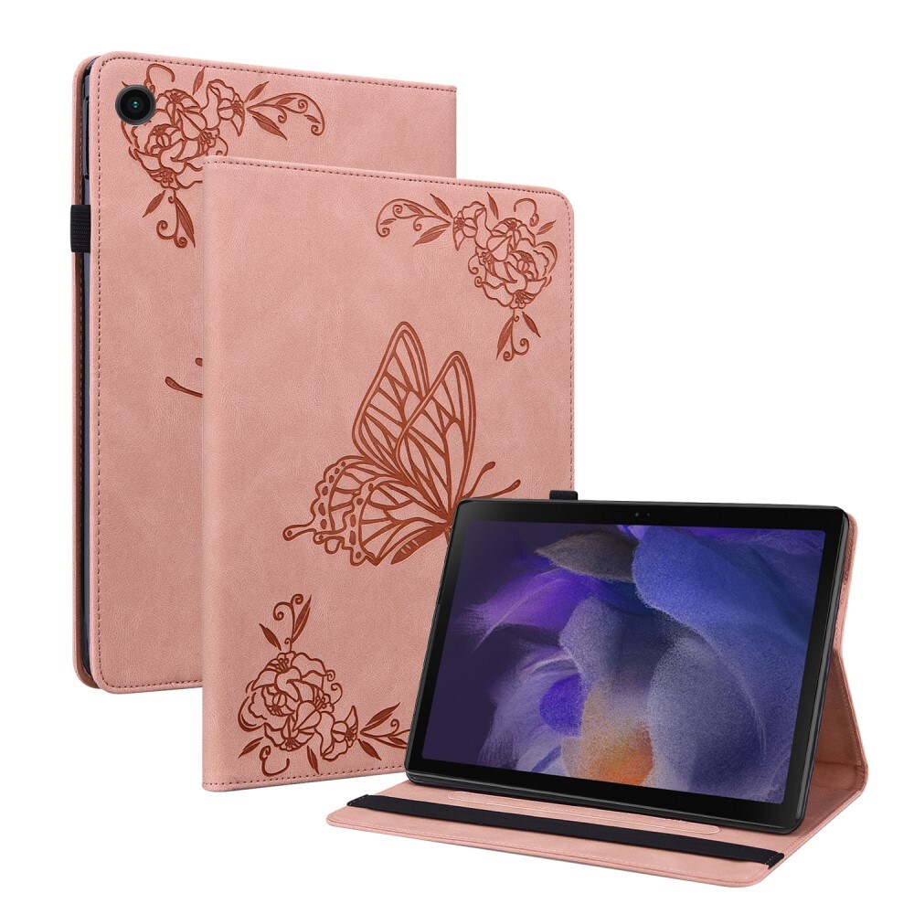 Samsung Galaxy Tab A9 Plus Etui med sommerfugle, Lyserød