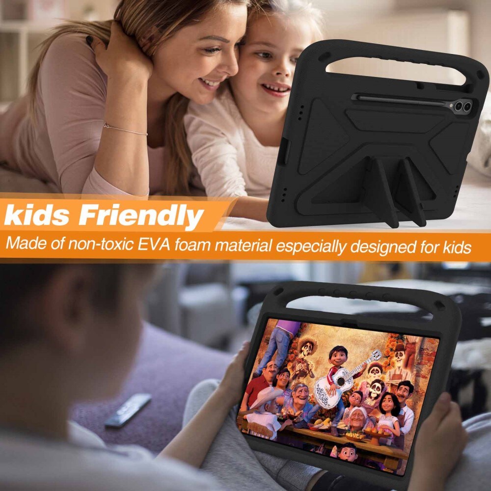 Samsung Galaxy Tab S10 Plus Stødsikkert cover/etui med håndtag - Perfekt til børn, Sort