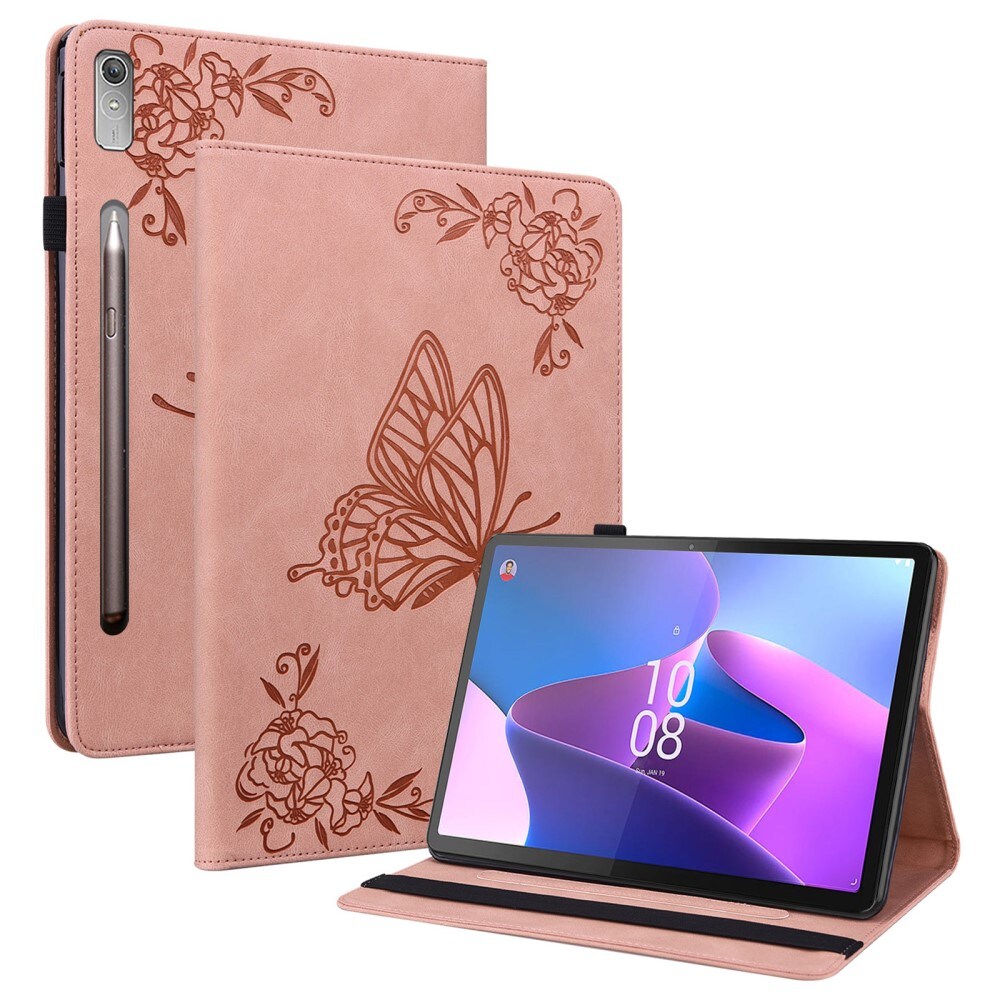  Lenovo Tab P12 Etui med sommerfugle, Lyserød