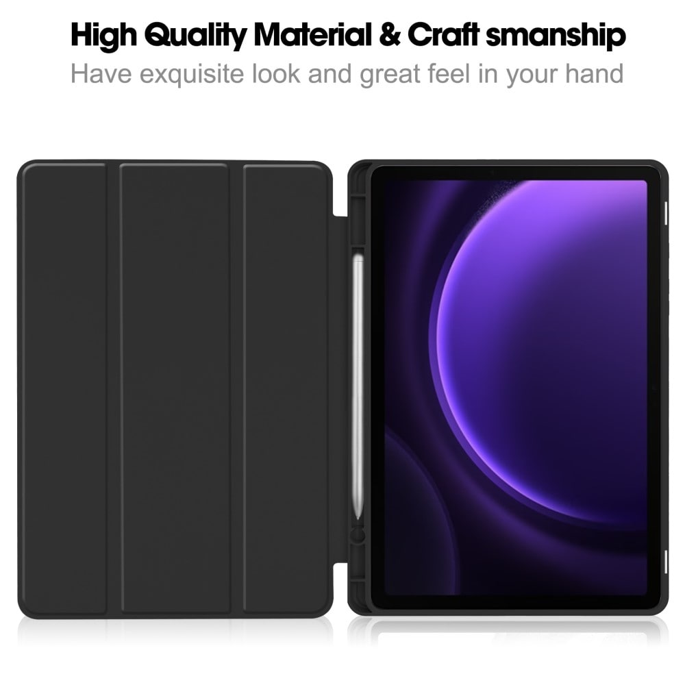 Samsung Galaxy Tab S9 FE Tri-fold etui med penneholder, Sort