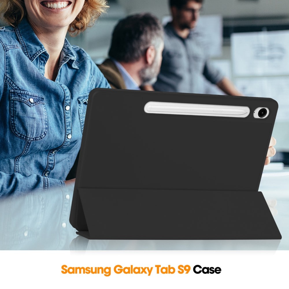 Samsung Galaxy Tab S9 FE Tri-fold etui med penneholder, Sort
