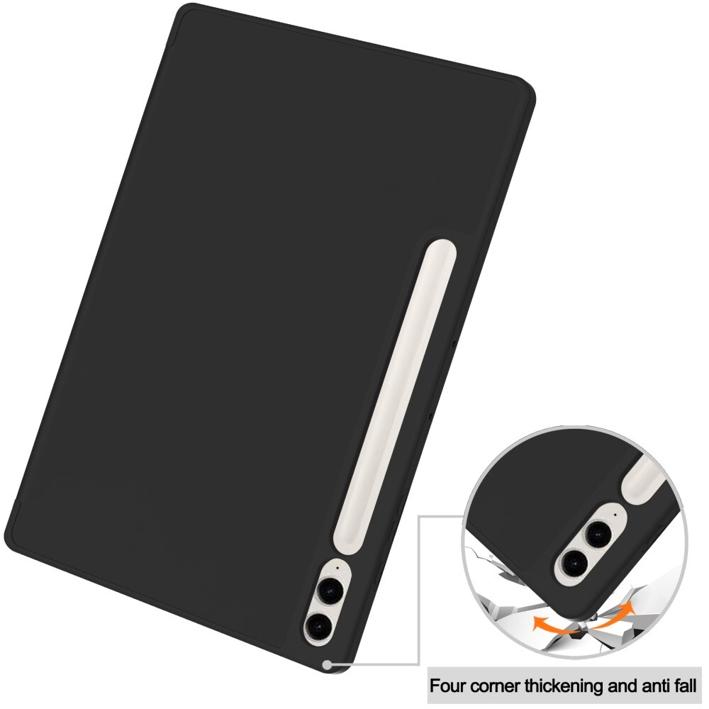 Samsung Galaxy Tab S9 FE Plus Tri-fold etui med penneholder, Sort