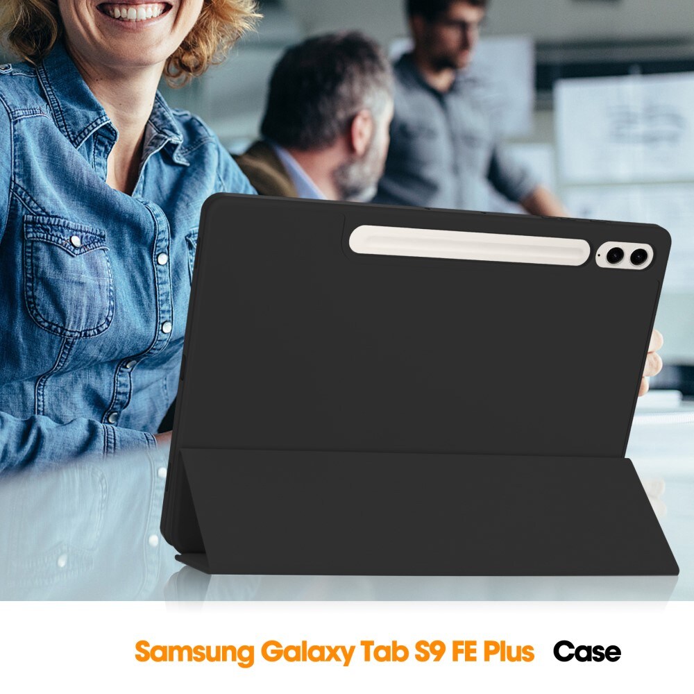 Samsung Galaxy Tab S9 FE Plus Tri-fold etui med penneholder, Sort