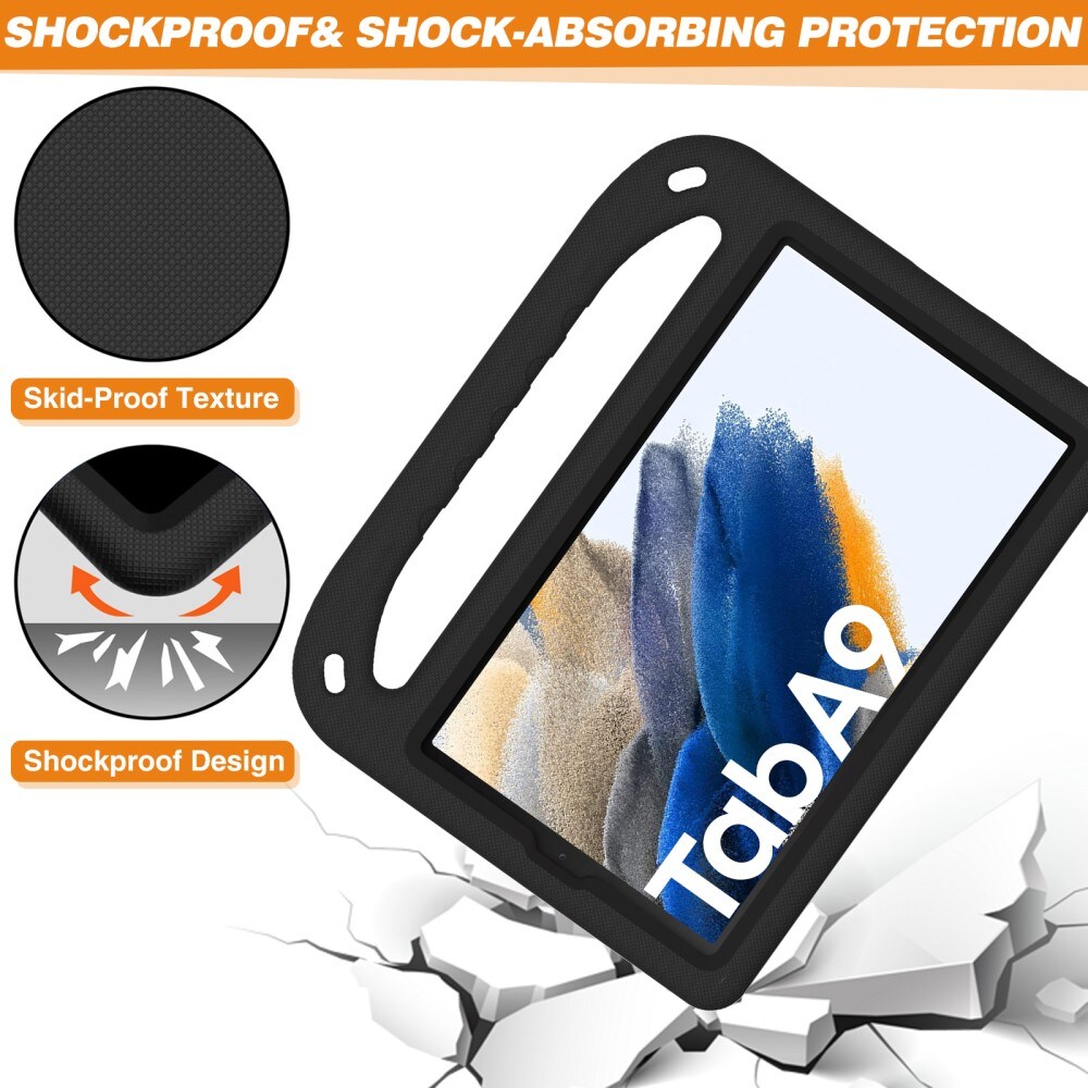 Samsung Galaxy Tab A9 Stødsikkert cover/etui med håndtag - Perfekt til børn, Sort