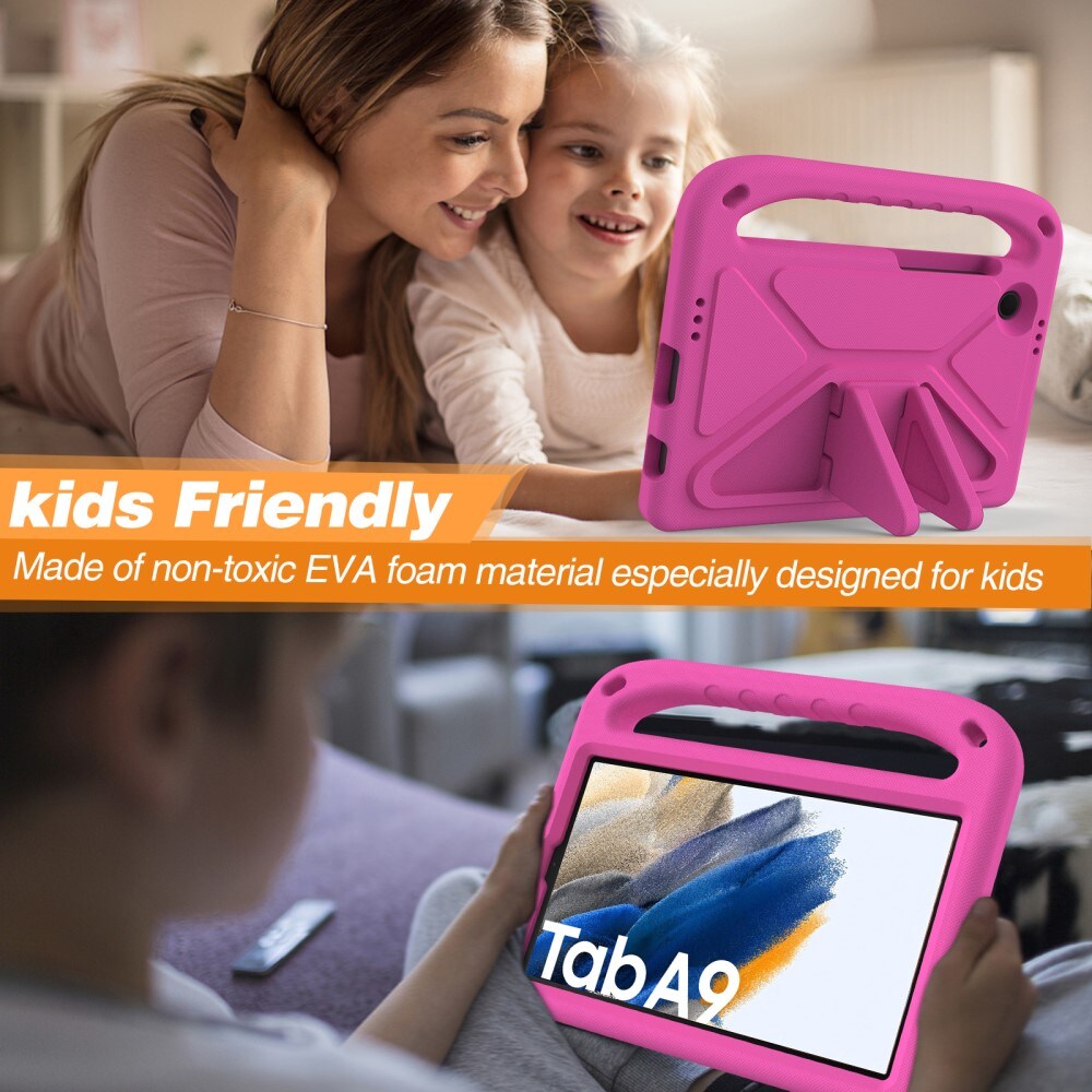 Samsung Galaxy Tab A9 Stødsikkert cover/etui med håndtag - Perfekt til børn, Lyserød
