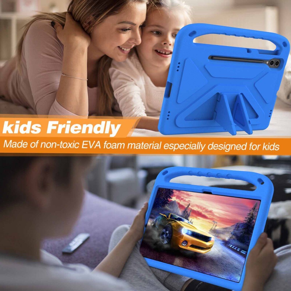 Samsung Galaxy Tab S9 FE Plus Stødsikkert cover/etui med håndtag - Perfekt til børn, Blå