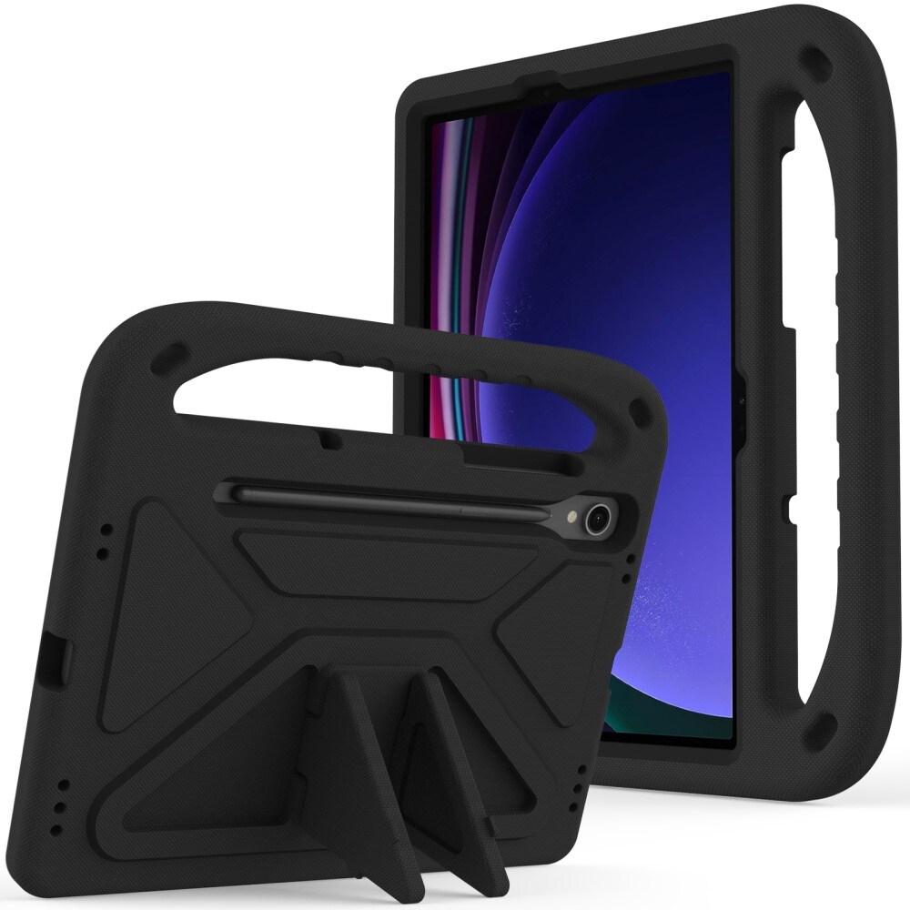 Samsung Galaxy Tab S9 FE Stødsikkert cover/etui med håndtag - Perfekt til børn, Sort