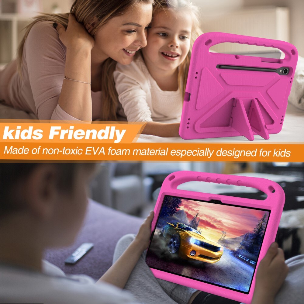 Samsung Galaxy Tab S10 FE Stødsikkert cover/etui med håndtag - Perfekt til børn, Lyserød