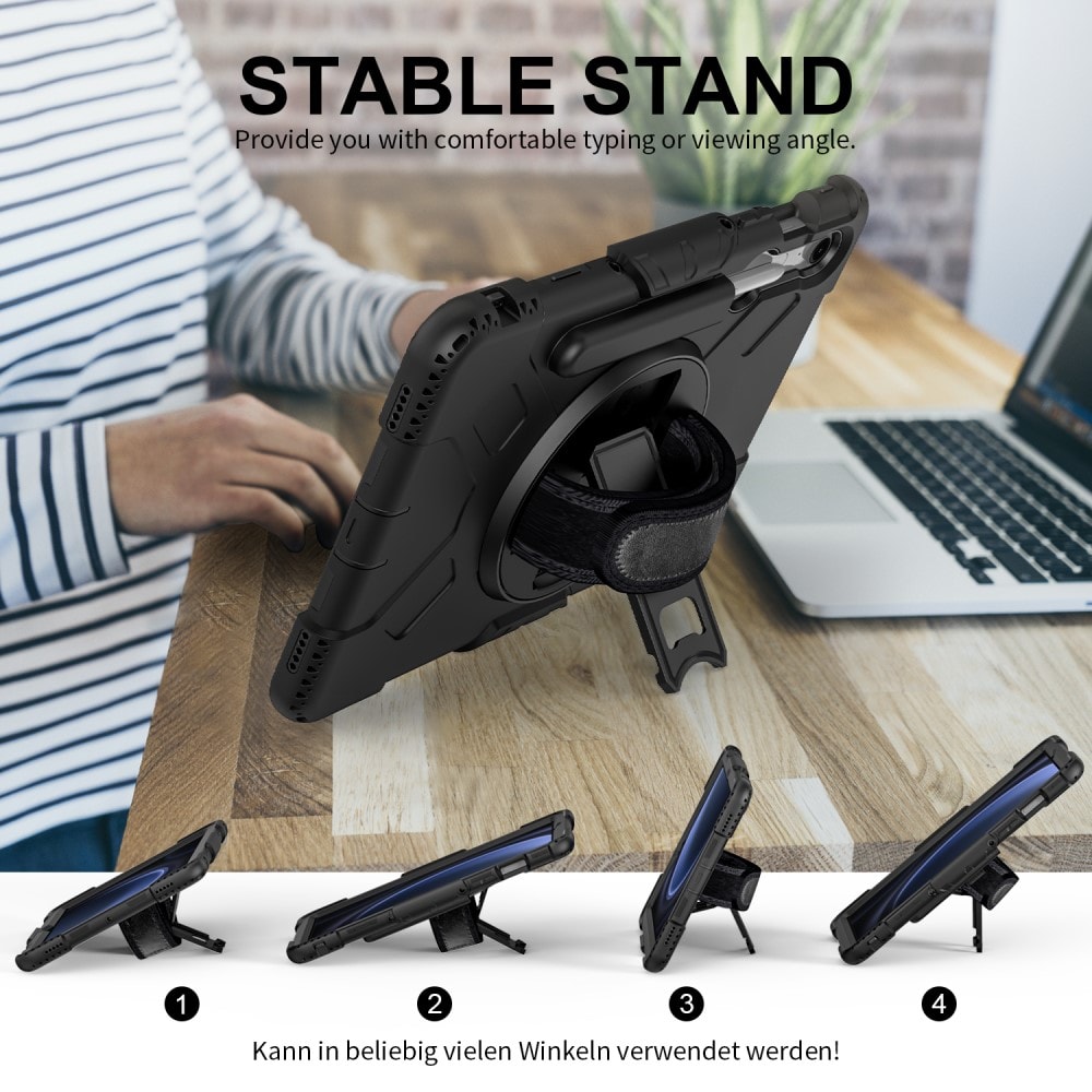 Samsung Galaxy Tab S9 Robust hybridskal med skulderrem Sort