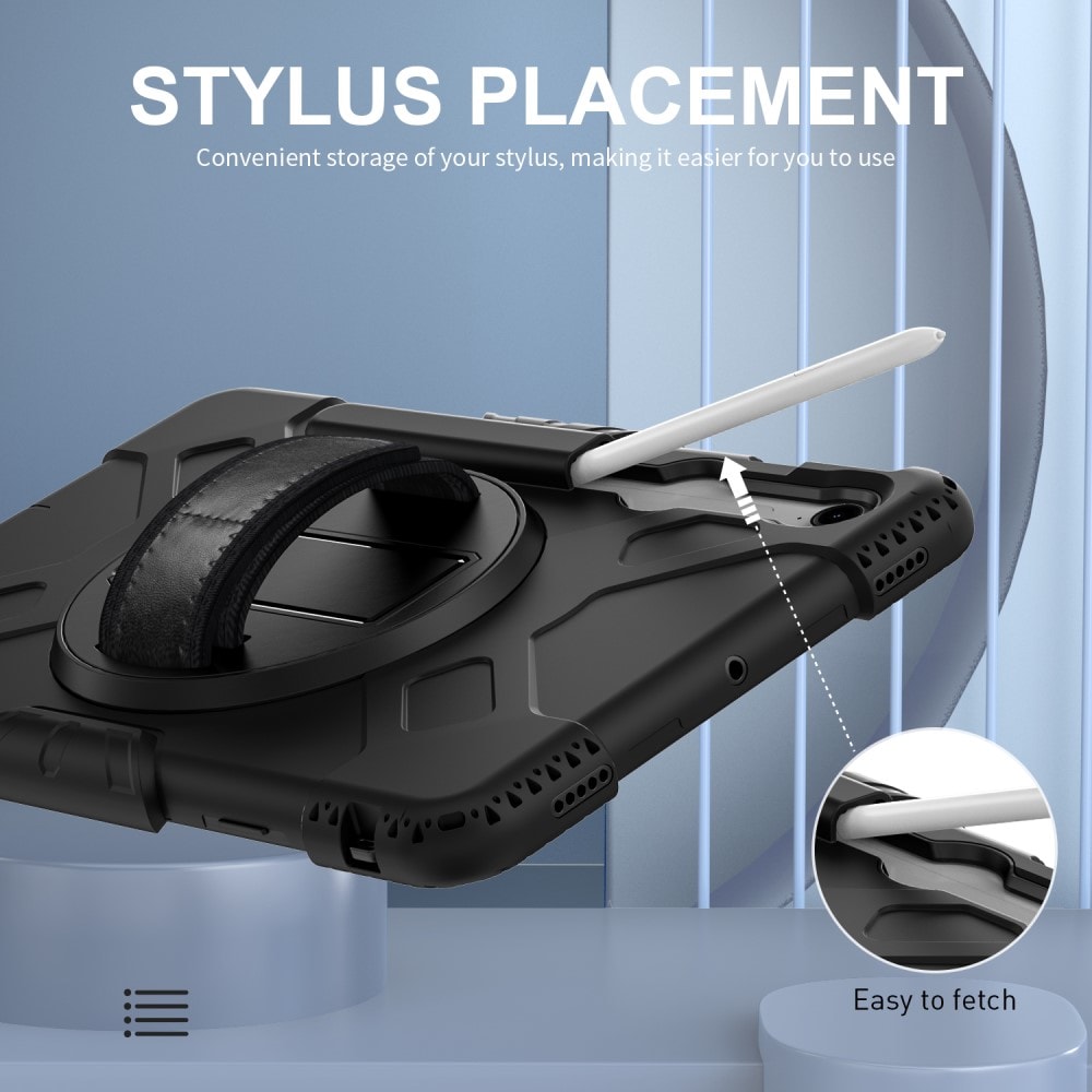 Samsung Galaxy Tab S9 Robust hybridskal med skulderrem Sort