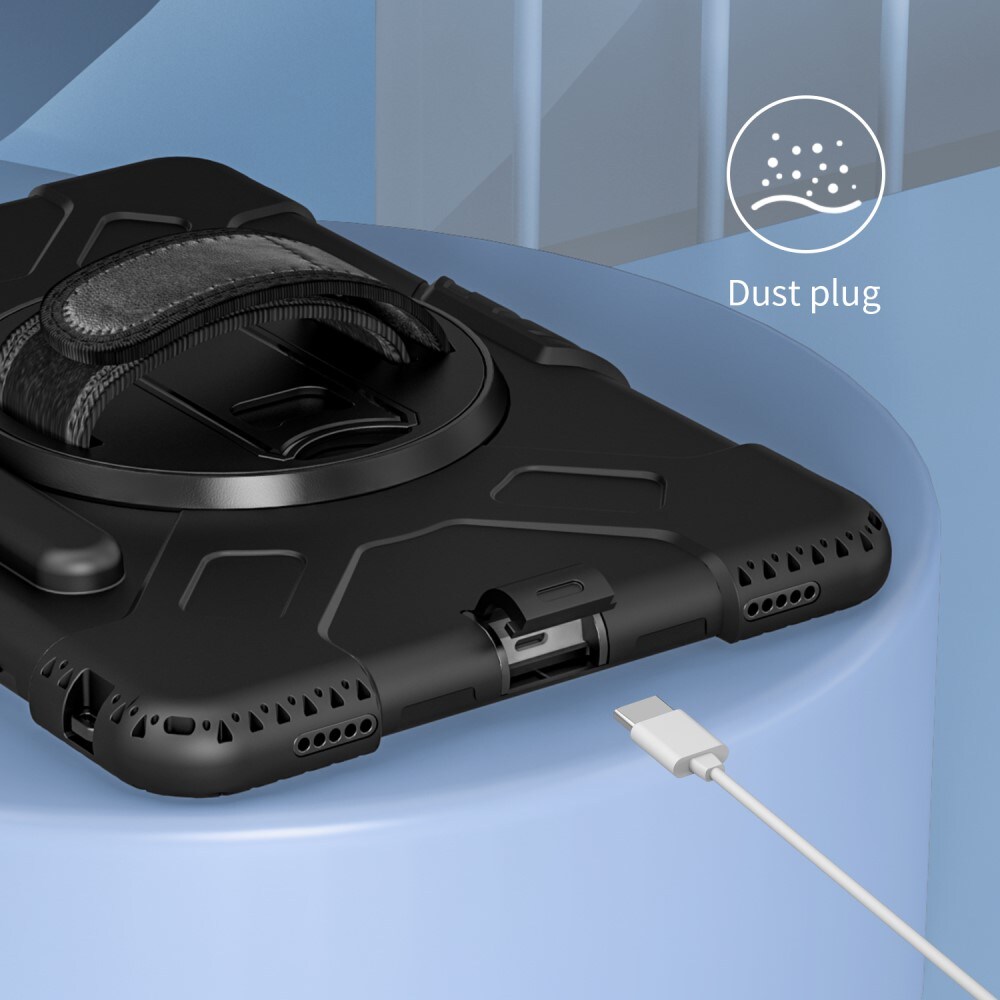 Samsung Galaxy Tab S9 Robust hybridskal med skulderrem Sort