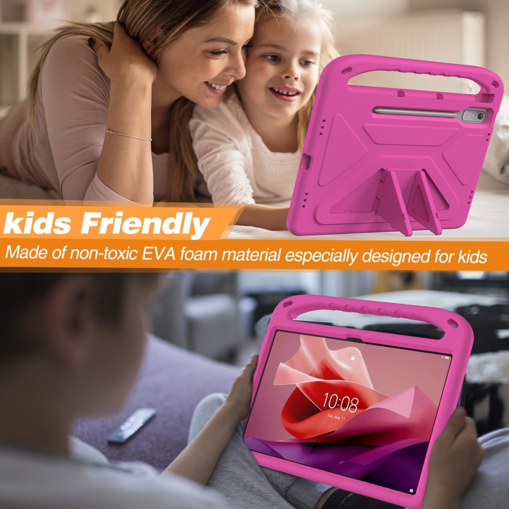 Lenovo Tab P12 Stødsikkert cover/etui med håndtag - Perfekt til børn, Lyserød