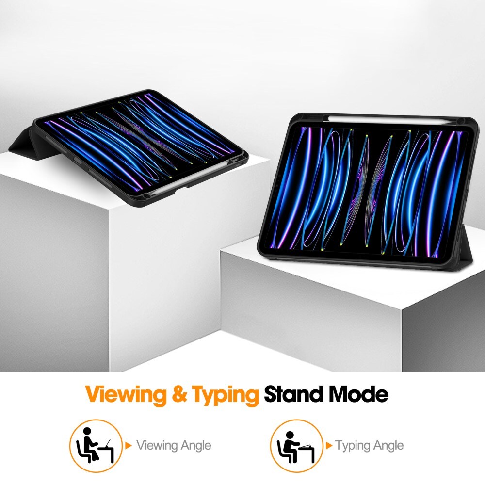 Apple iPad Pro 11 5th Gen (2024) Tri-fold etui med penneholder, Sort