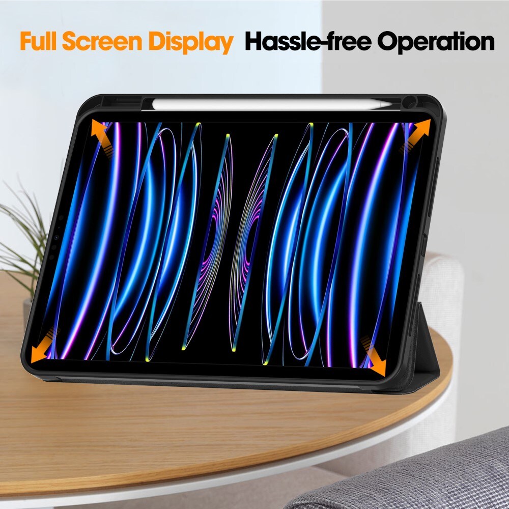 Apple iPad Pro 11 5th Gen (2024) Tri-fold etui med penneholder, Sort