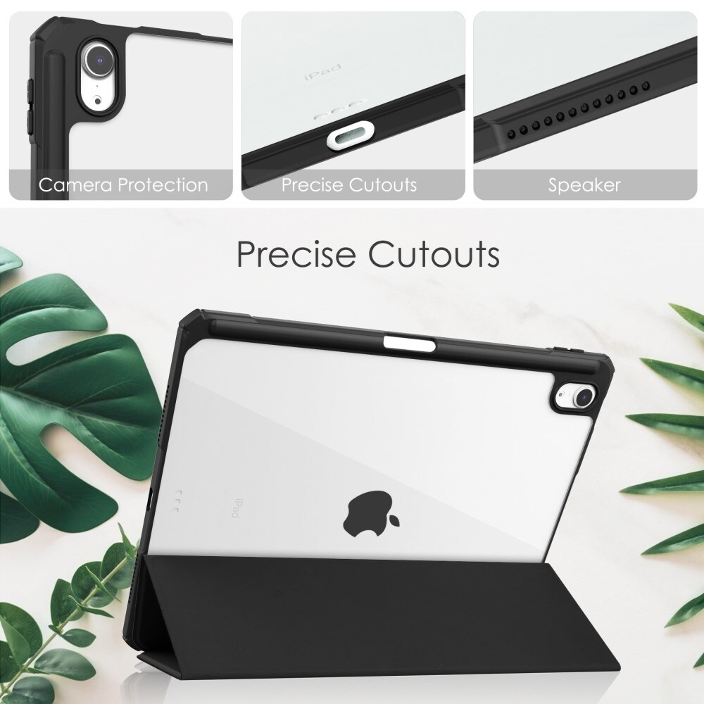 Apple iPad Air 11 7th Gen (2025) Tri-fold etui med penneholder, Sort/gennemsigtig