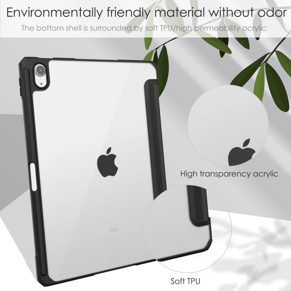 Apple iPad Air 11 7th Gen (2025) Tri-fold etui med penneholder, Sort/gennemsigtig