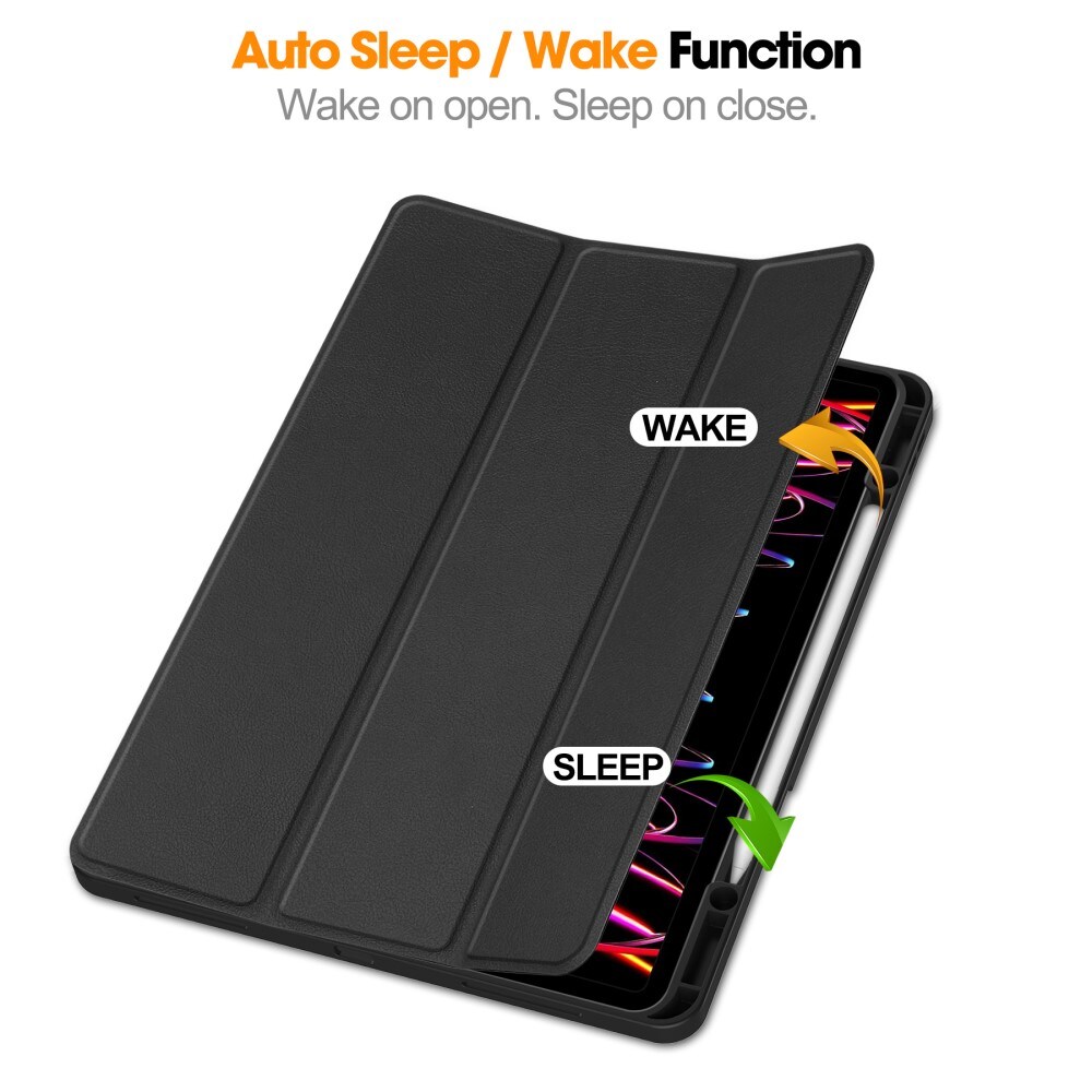 Apple iPad Air 13 (2024) Tri-fold etui med penneholder, Sort