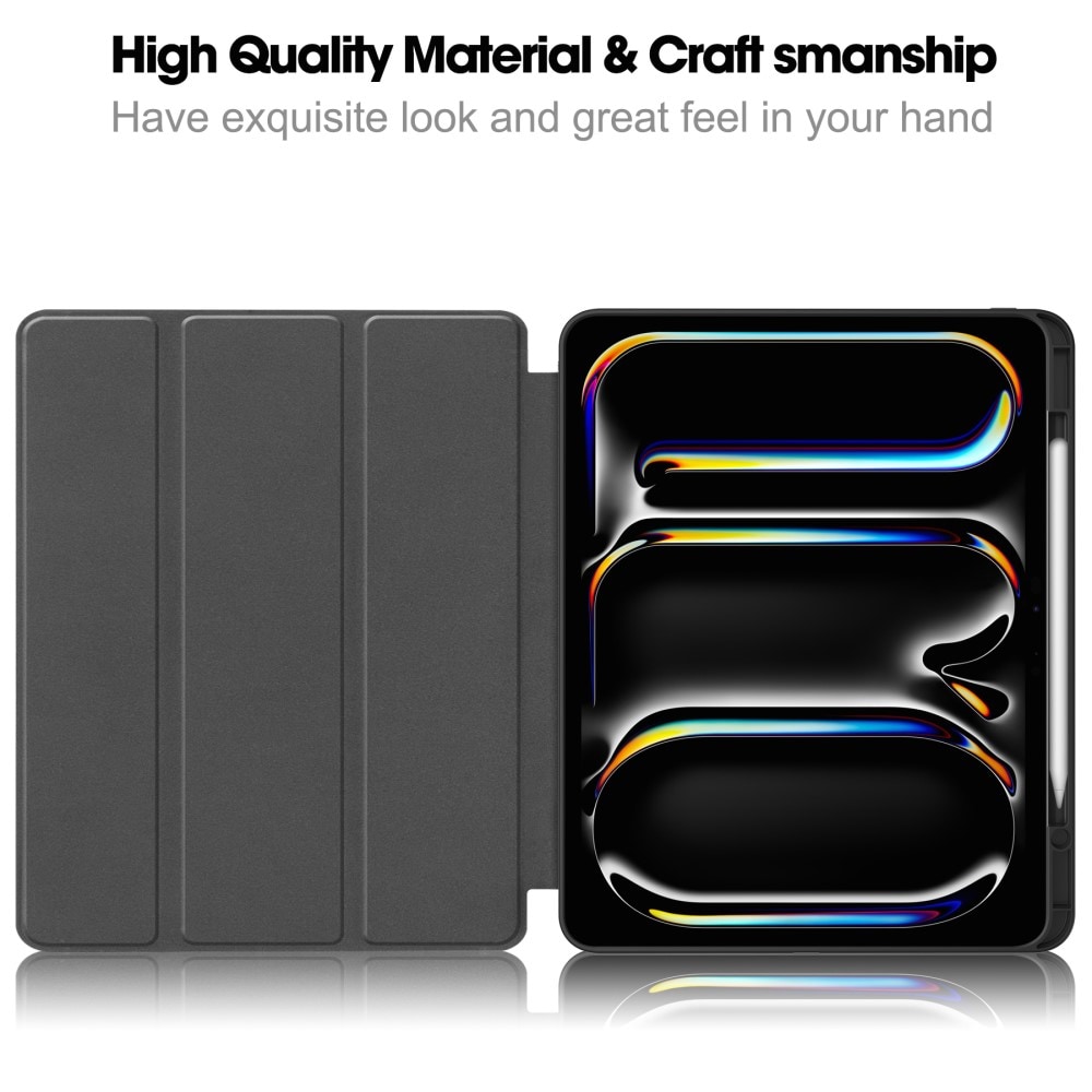 Apple iPad Pro 13 7th Gen (2024) Tri-fold etui med penneholder, Sort