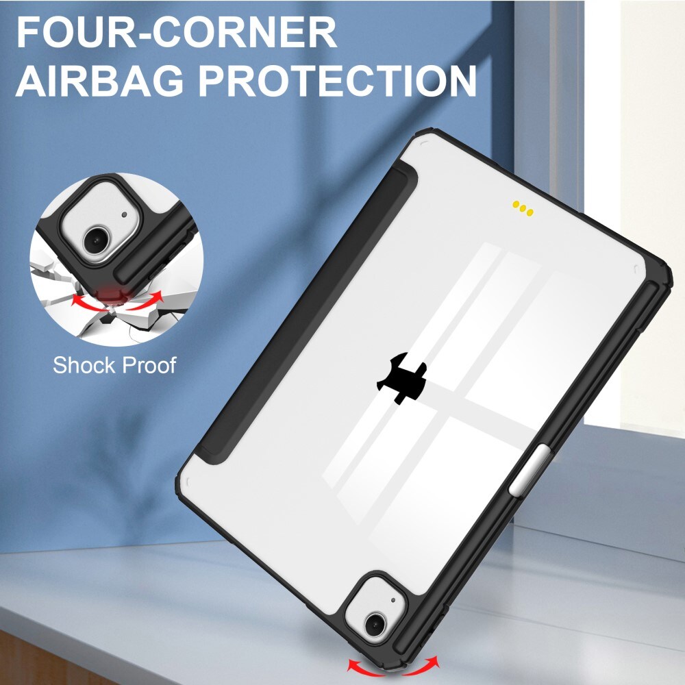 Apple iPad Air 13 2nd Gen (2025) Tri-fold etui med penneholder, Sort/gennemsigtig