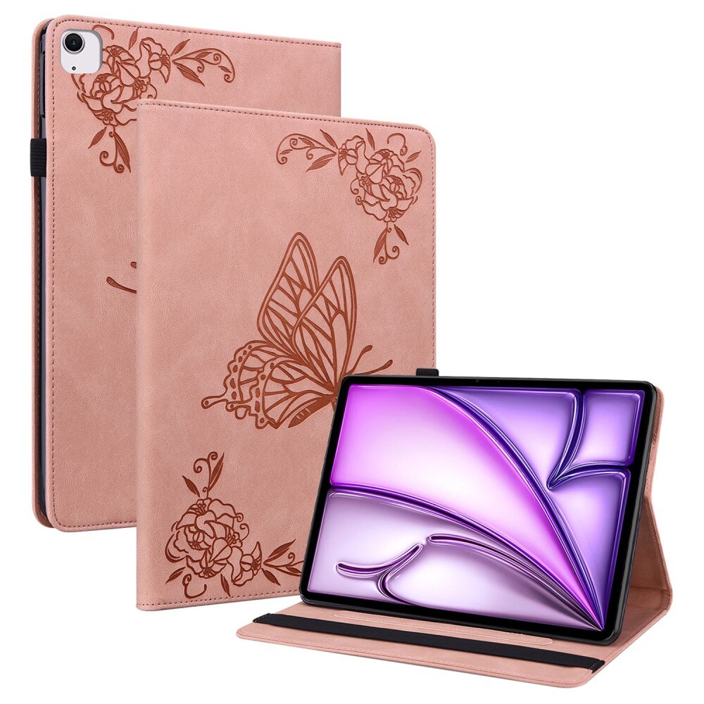Apple iPad Air 11 7th Gen (2025) Etui med sommerfugle, Lyserød