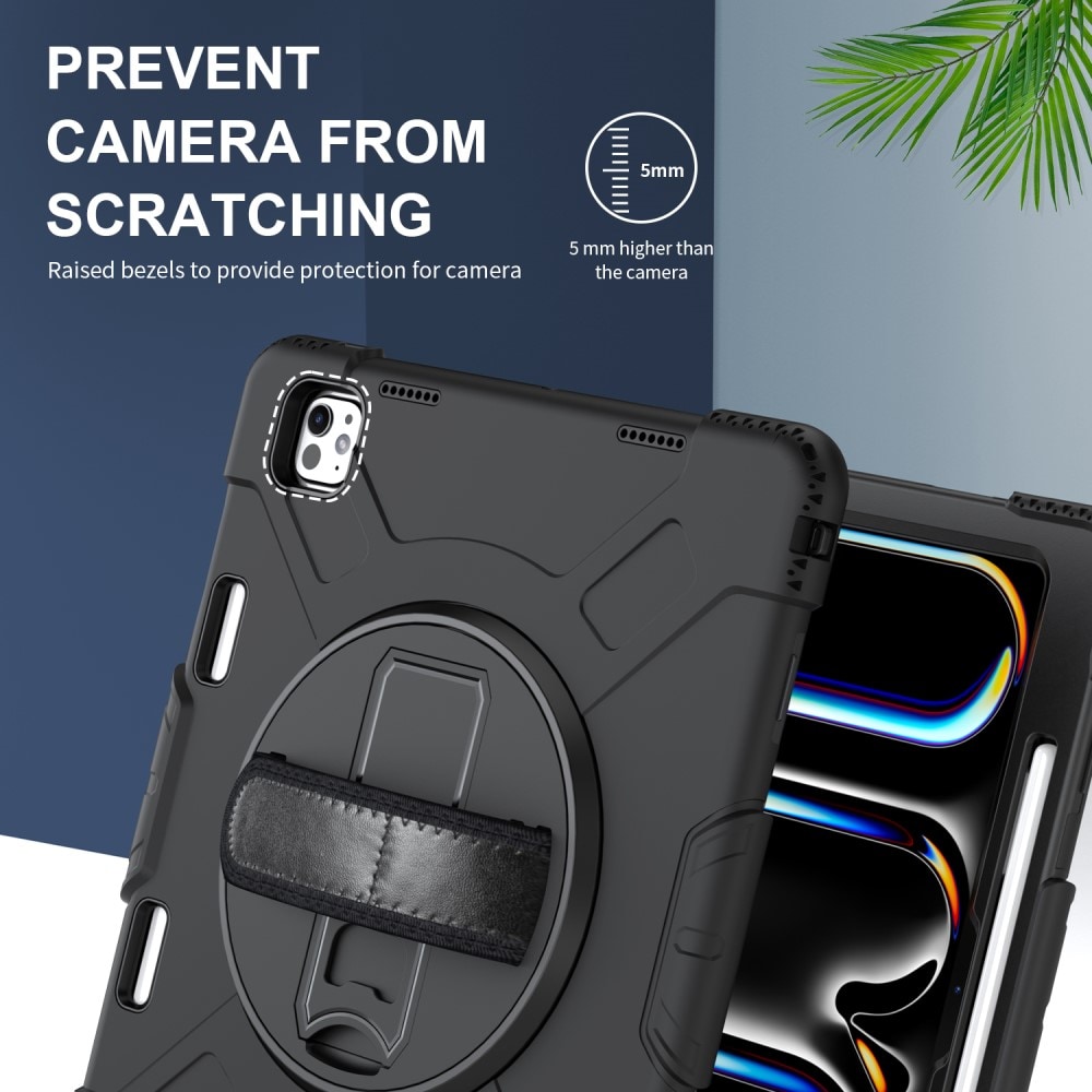 Apple iPad Pro 13 8th Gen (2025) Robust hybridskal med skulderrem Sort