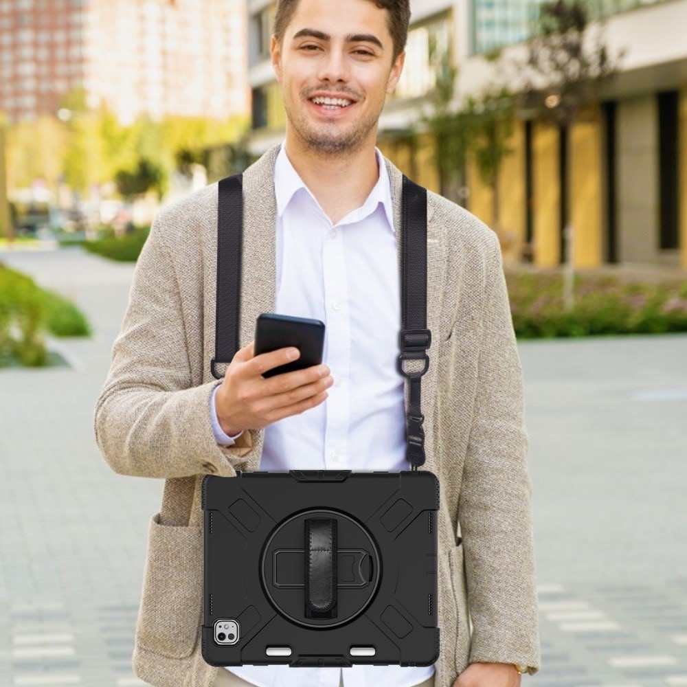 Apple iPad Pro 13 8th Gen (2025) Robust hybridskal med skulderrem Sort