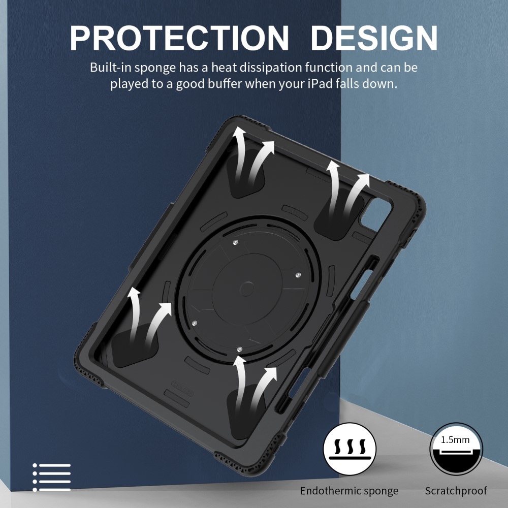 Apple iPad Pro 13 8th Gen (2025) Robust hybridskal med skulderrem Sort